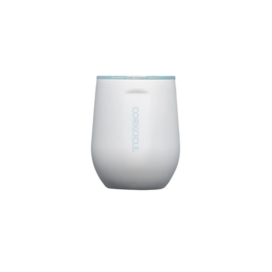 12oz Stemless Ceramic White / Powder Blue